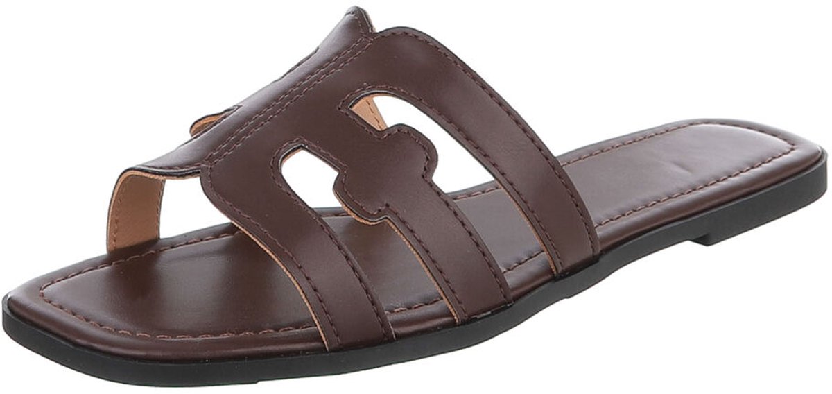 Dames slipper met uitgesneden details en platte zool Mt:36