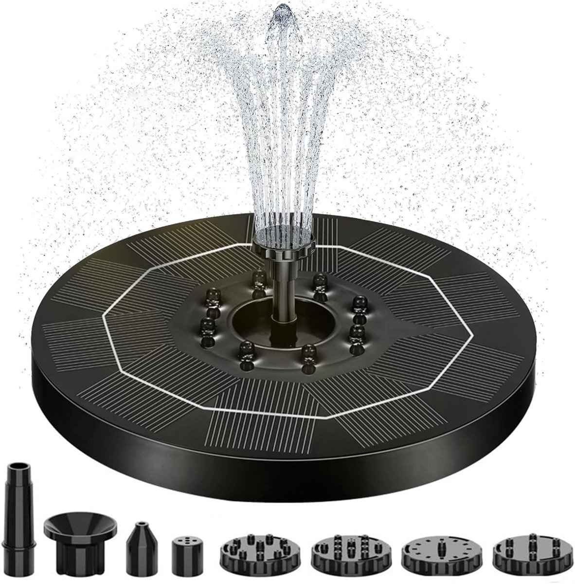 Kleurige Zonne-energie Waterpomp met Drijvende Fontein en 6 Nozzles voor Tuin en Vogelbad - 3.5W 18 cm Watercirculatie