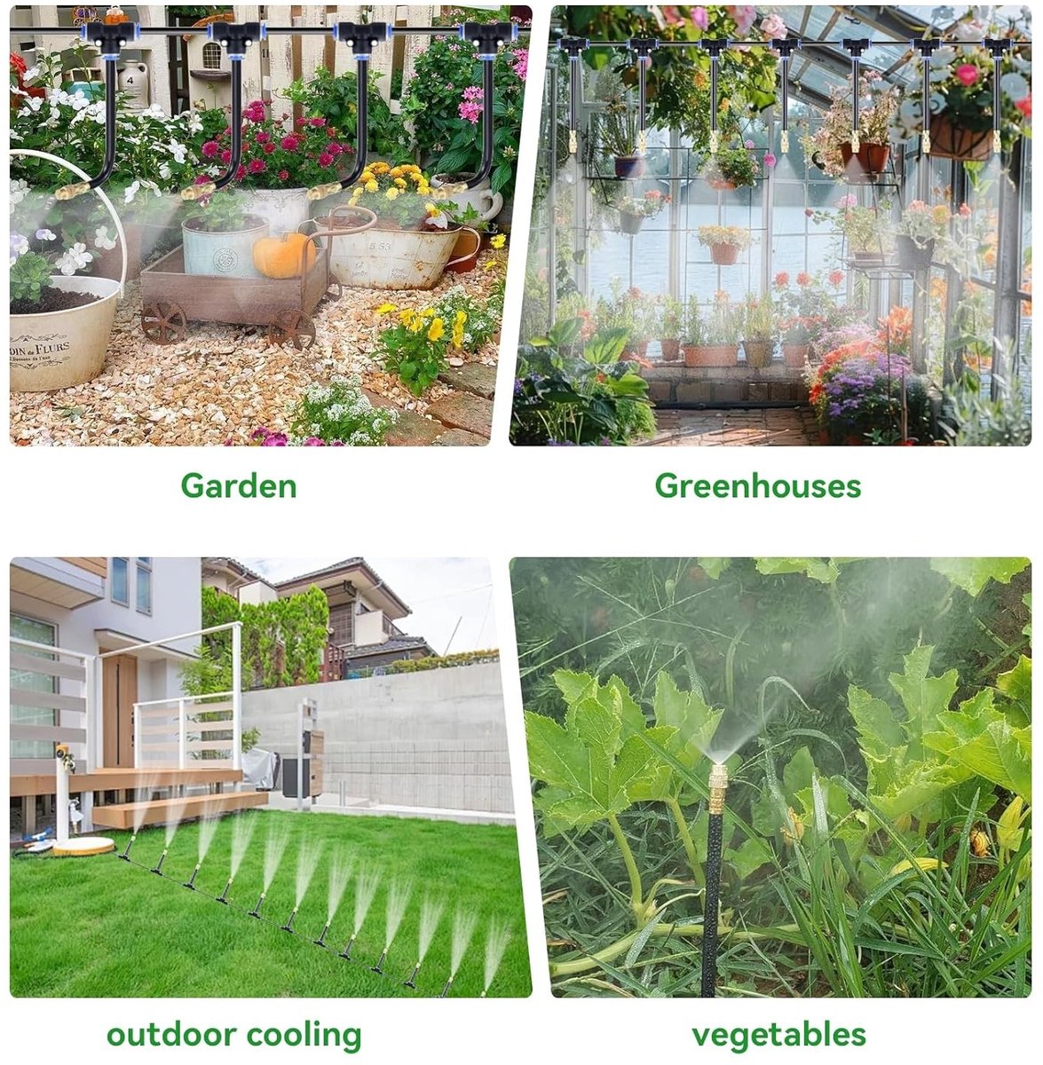 Automatisch 360° Verstelbaar Tuin Irrigatiesysteem met 5 Doppen voor Efficiënte Besproeiing van Tuin, Kassen, Gazons en Planten, 5 m Lengte