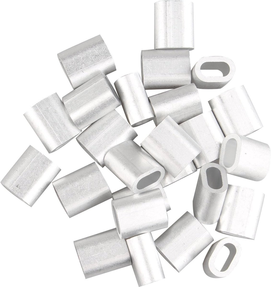 25 Stuks Aluminium Klemringen voor 5mm Kabel en Touw - Ovalen Vorm, Duurzaam en Lichtgewicht