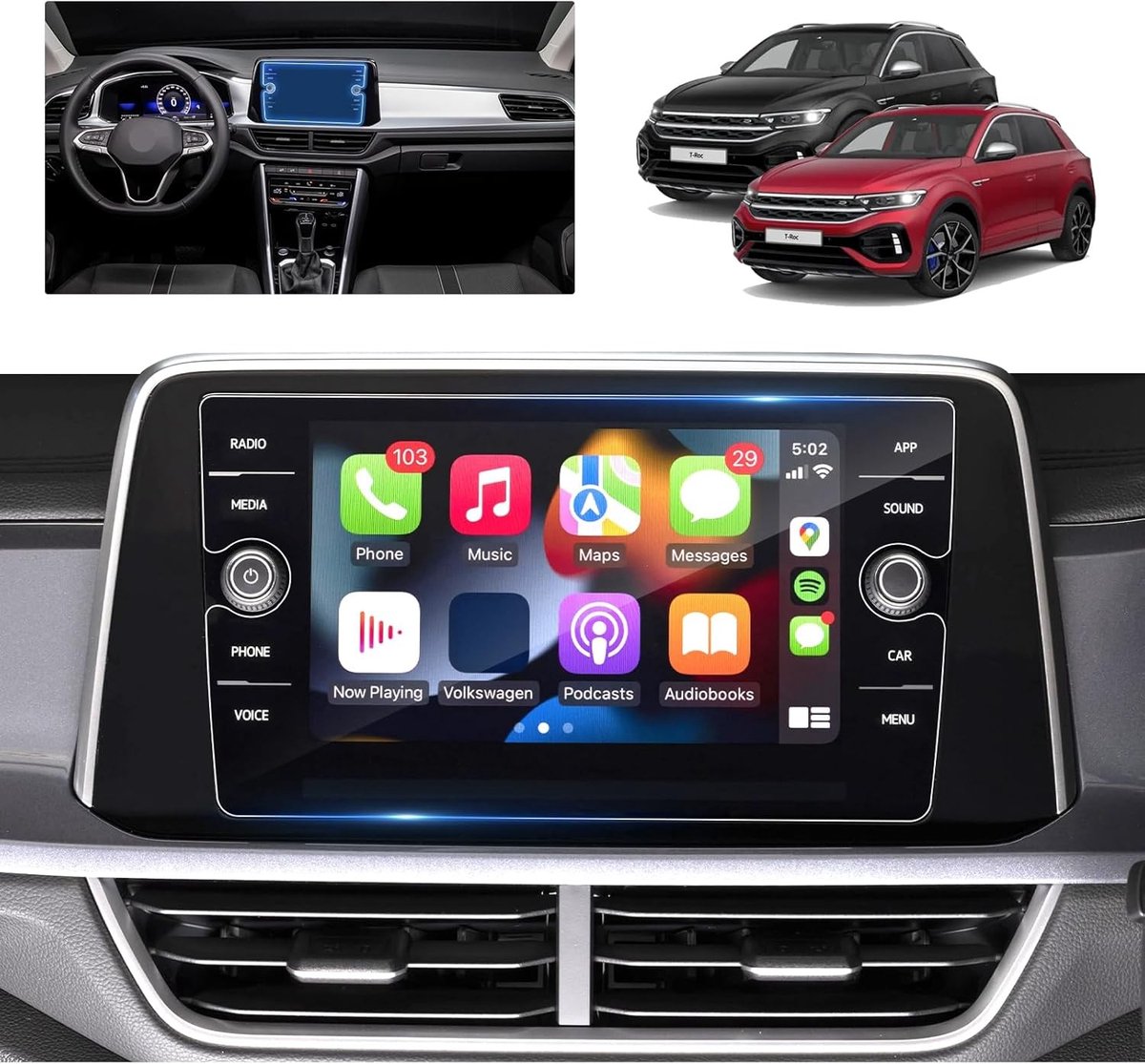 Schermbeschermer van gehard glas voor VW T-Roc 2018-2024, 8 Inch Discover Media Navigatie, 9H Bescherming, Krasbestendig en Duurzaam