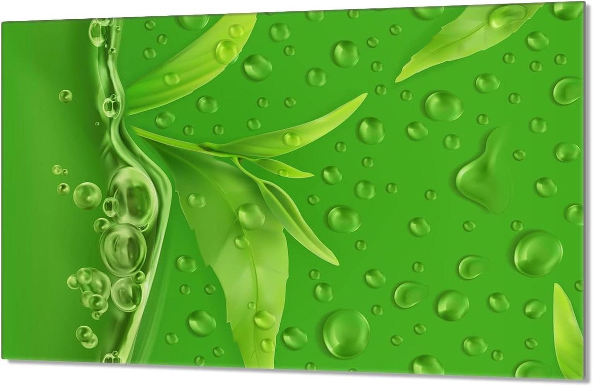 Kookplaat Afdekplaat - Snijplank Glas - Keuken Werkblad - Gehard Glas - 80x52 cm - Bladeren Patroon
