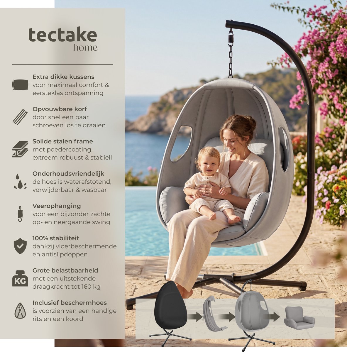 tectake tectake Hangstoel met frame - afbeelding 2