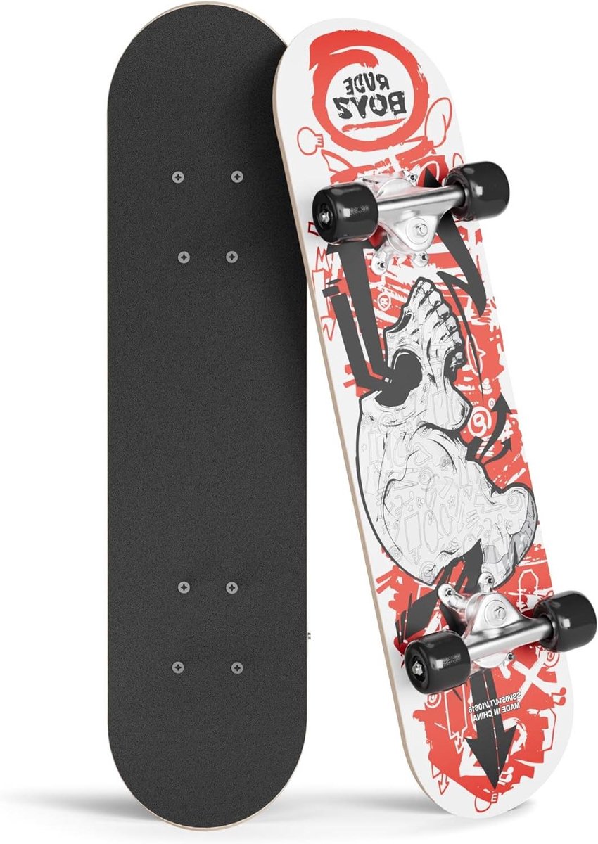 Mini Cruiser Skateboard Kinder skateboard Leren cruisen Compleet beginnersbord 24 inch Schedel