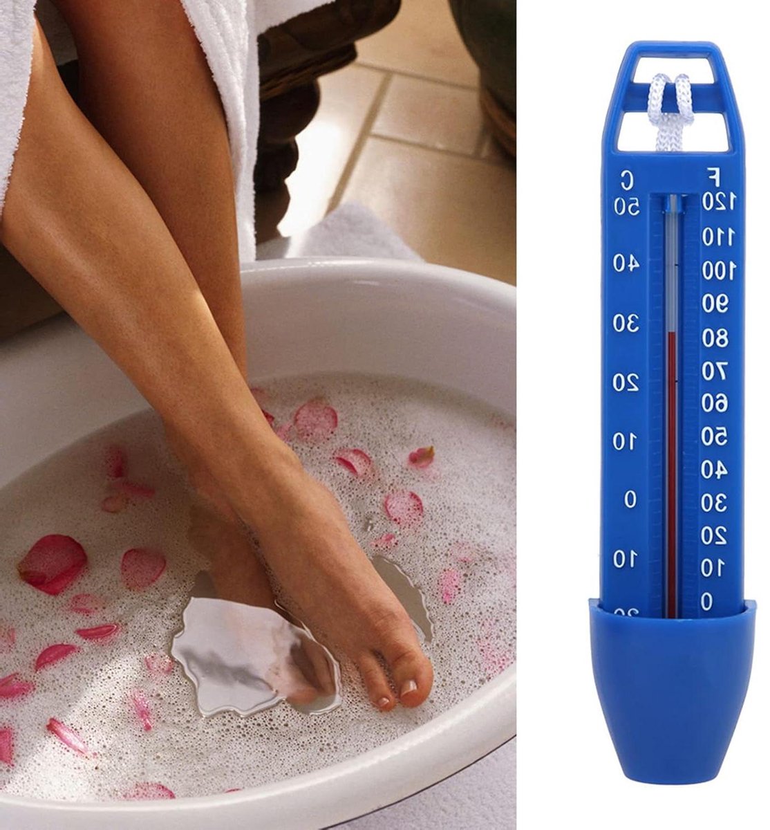 Zwembadthermometer - Waterthermometer - Temperatuur Meten - Drijvend Ontwerp - 17 cm - Blauw