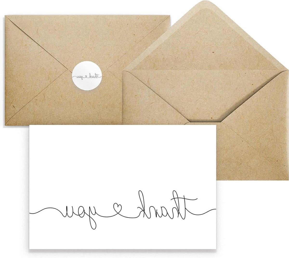 Bedankkaarten Set - Wenskaarten Enveloppen - Elke Gelegenheid Vieren - Premium Kwaliteit Karton - 20 Stuks - Wit Hart
