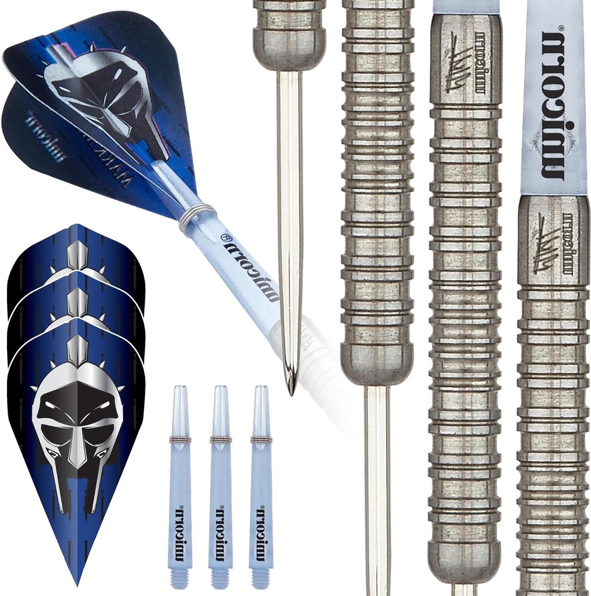 Stalen Darts Set - Dartpijlen Set - Precisie Werpen - Gegraveerd Kwaliteitskenmerk - 22 Gram - Blauw Zilver