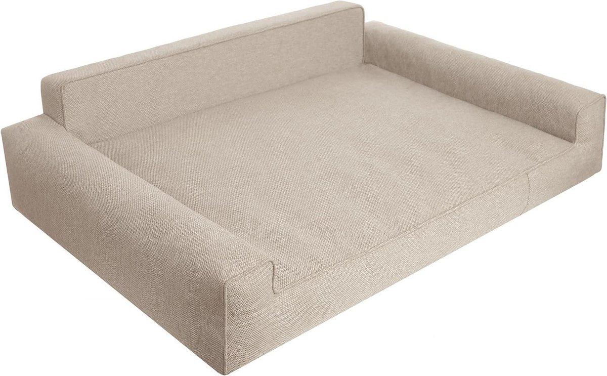 Huisdier Bed - Hondenmand Kattenmand - Comfortabel Slapen - Afneembare Hoes - XL 98x66cm - Beige