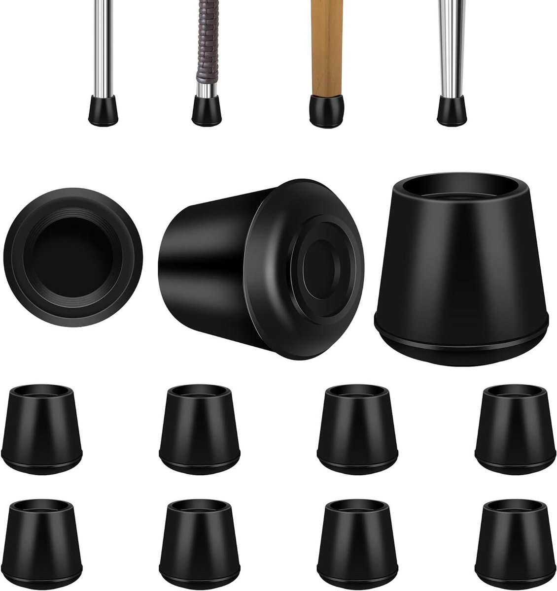 Ronde Rubberen Doppen - Stoelpoot Beschermers - Vloer Beschermen - Antislip Grip - 4 stuks - Zwart