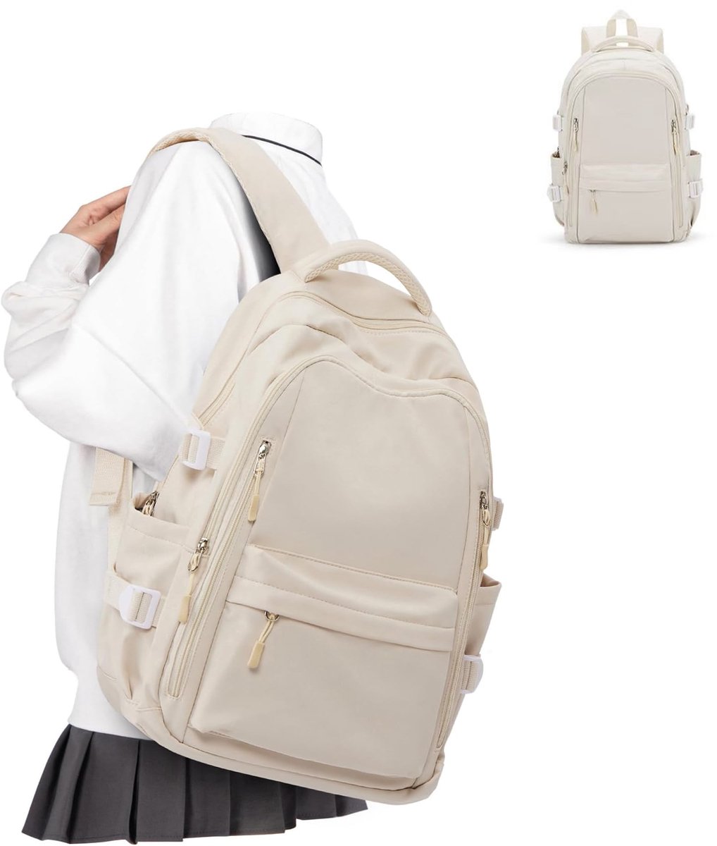 KZQ Lichtgewicht studenten laptoprugzak voor dames en heren - Grote reistas en casual daypack voor college en werk - Zwart