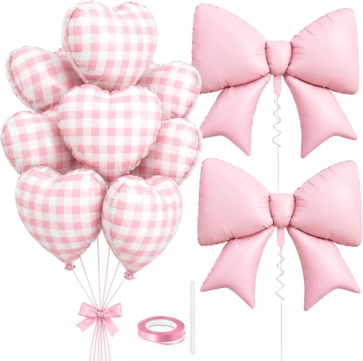 Ballonnen set - Decoratie ballonnen - Feest versieren - Met strik - 12 stuks - Geruit