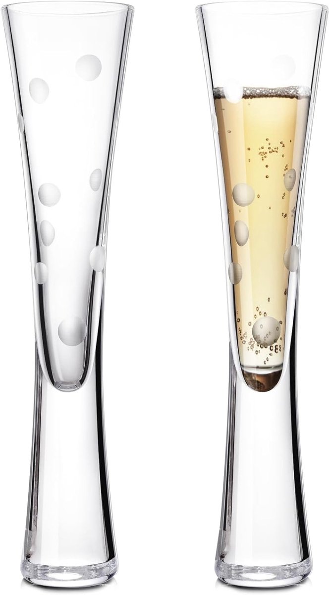 Set van 2 Handgemaakte Champagneglazen van Helder Kristal voor Prosecco en Liqueur - Perfect voor Bruiloften en Jubilea