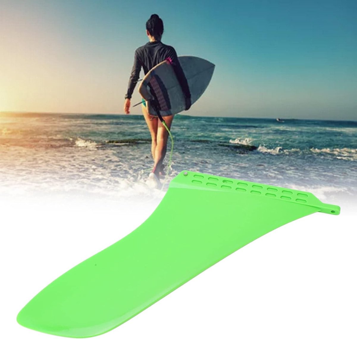 Vervangende Surfboard Fin van 30 cm voor Longboard en Stand Up Paddle Geschikt voor Soft Top Surfboards Groene Kleur