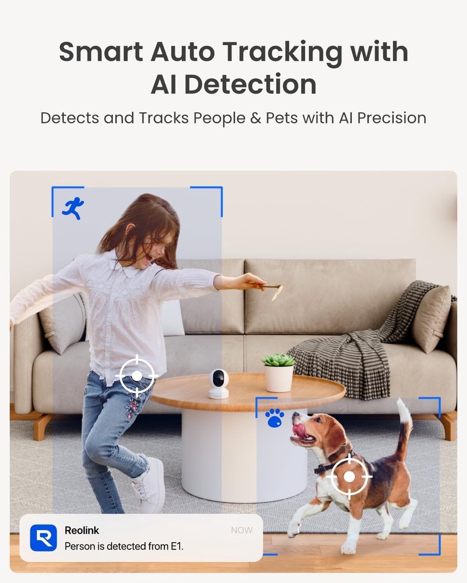 SnelShoppen - 4MP Indoor WiFi-camera - 360° Weergave, Automatische Tracking, AI-detectie, Tweerichtingsaudio, Nachtzicht, Privacymodus, Geen Abonnemen