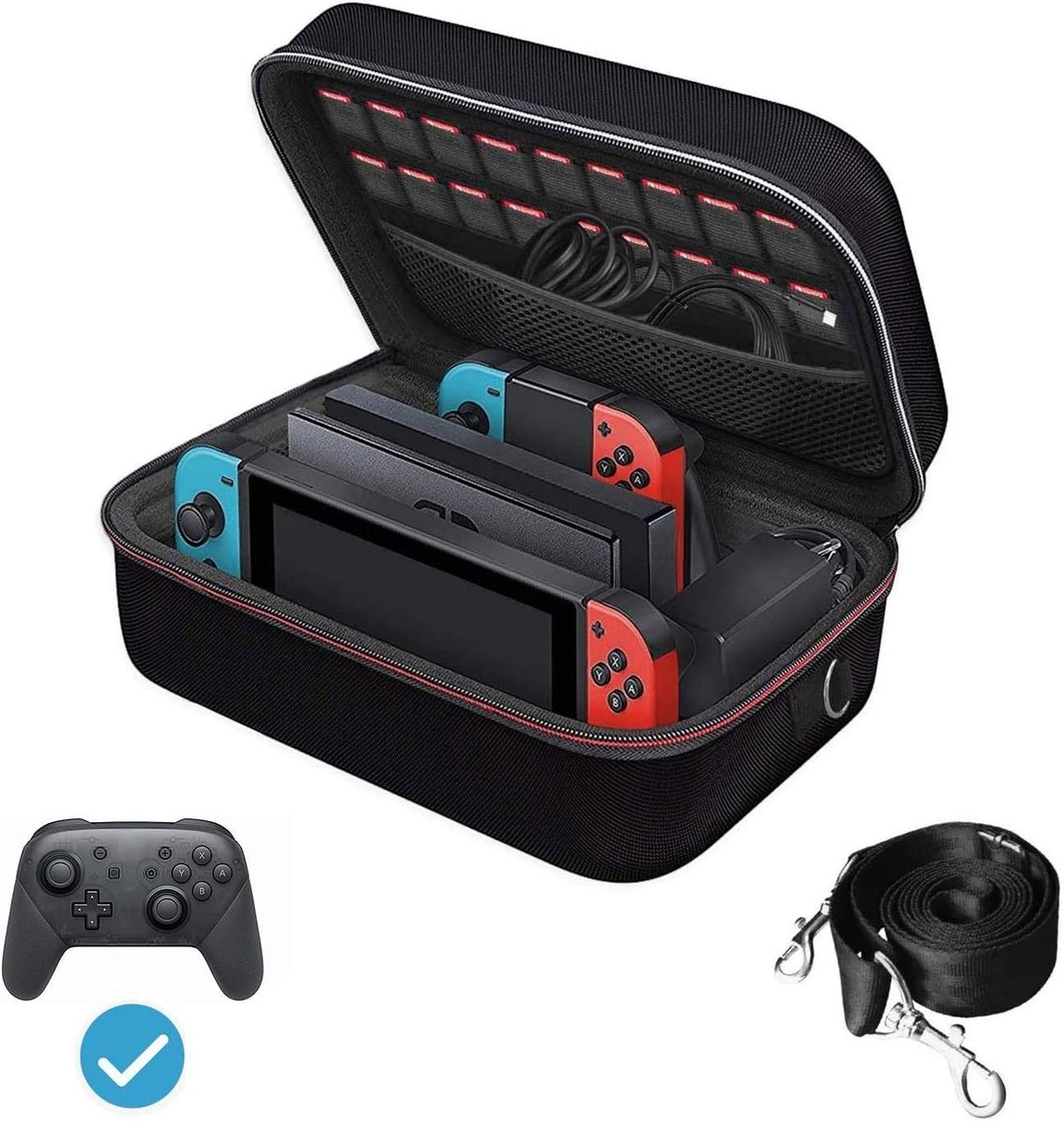 Thijox - Deluxe Hoesje voor Nintendo Switch en Switch OLED - Harde Opberghoes met Ruime Opslag voor 18 Games en Accessoires, Perfecte Bescherming voor