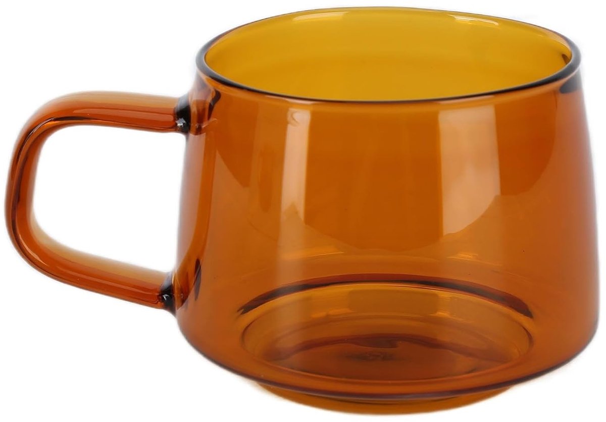 Borosilicaat Glazen Koffiemok 250 Ml - Hittebestendige Thermosbeker voor Thee, Cappuccino en Latte met Handvat voor Warme en Koude Dranken