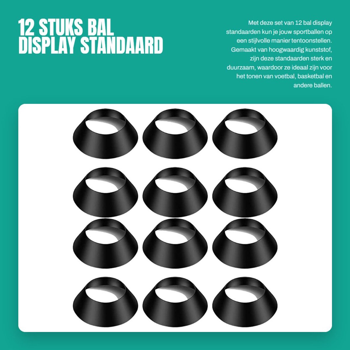 Dailygoods- Balkstandaard 12 Stuks - Bal Display Standaard - Voetbalstandaard - Robuust Kunststof - Waterdicht - Stapelbaar Ontwerp - Balstandaard