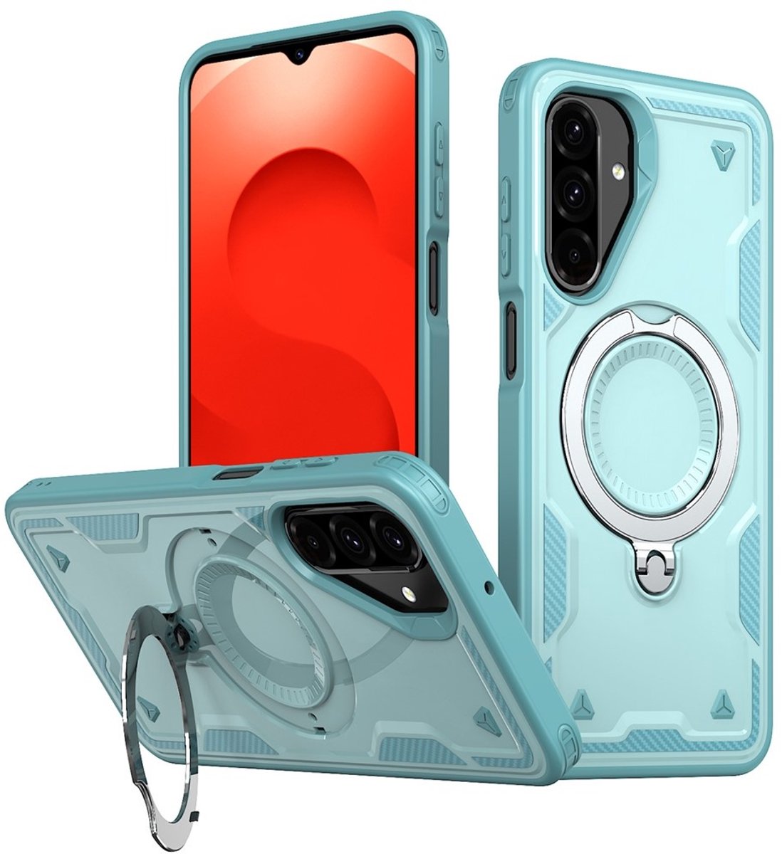 Coverup Hoesje - Geschikt voor Samsung Galaxy A26 Hoesje - Coverup Armor Back Cover met MagSafe Compatible Kickstand - Mintblauw