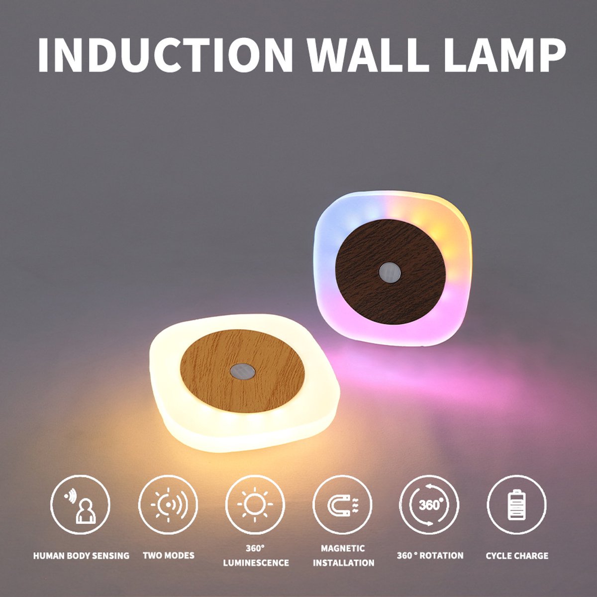 Namajunas - Nachtlampje - Magneet nachtlamp - Oplaadbare nachtlampje kinderen - Kinder nachtlampje - Magneet bevestiging - Zacht en oogvriendelijk - Dimbaar - Geschikt voor babykamer, kinderkamer, slaapkamer, gang en dergelijke - Bedlampje - 2 Stuks