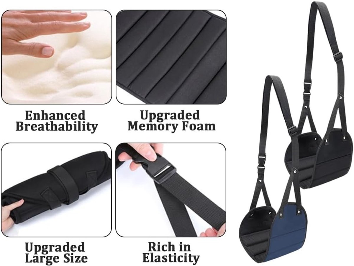 Vliegtuig Voetsteun - Reis Hangmat - Comfortabel Reizen - Verstelbaar Nylon - 2 Stuks - Blauw Zwart