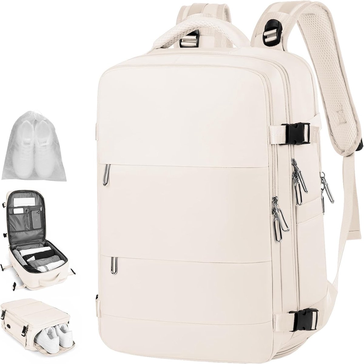 Waterdichte Reistas met USB Oplaadpoort, 31.5 L, 10 Schoencompartimenten en Vak voor 15.6 Inch Laptop, Perfect voor Vliegtuigreizen en Avontuurlijke Reizigers