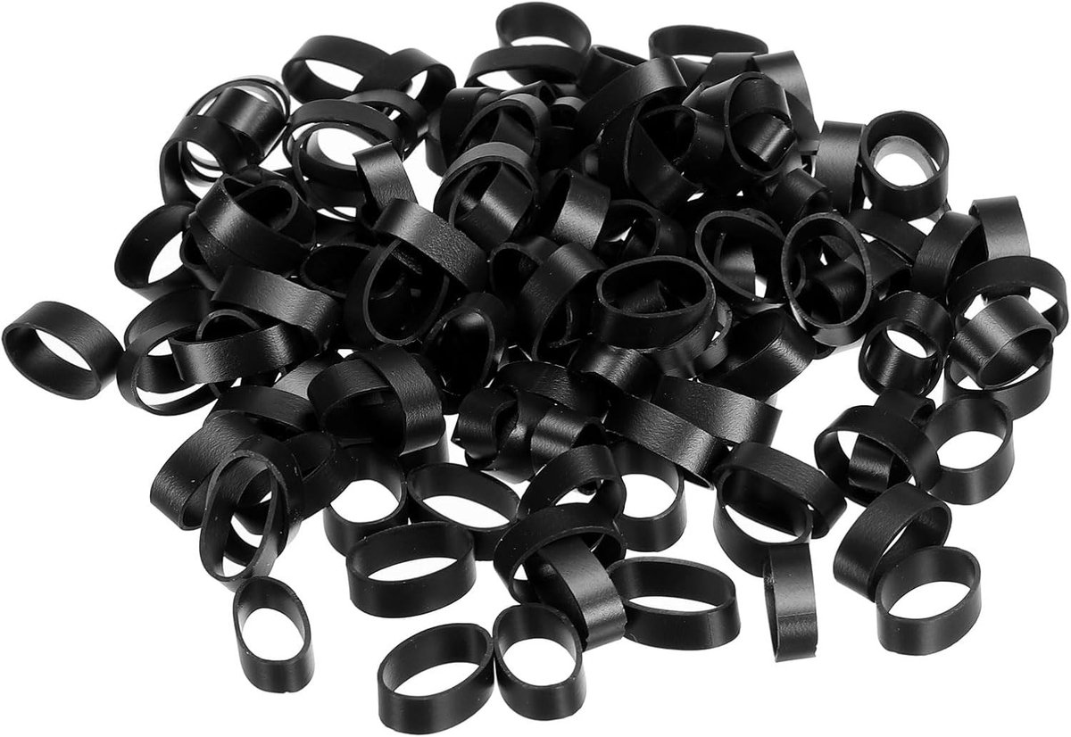 Siliconen rubberen kabelbinders 50 stuks, niet-slip, 5/8 inch plat zwart voor kabelbeheer, knutselen en organisatie