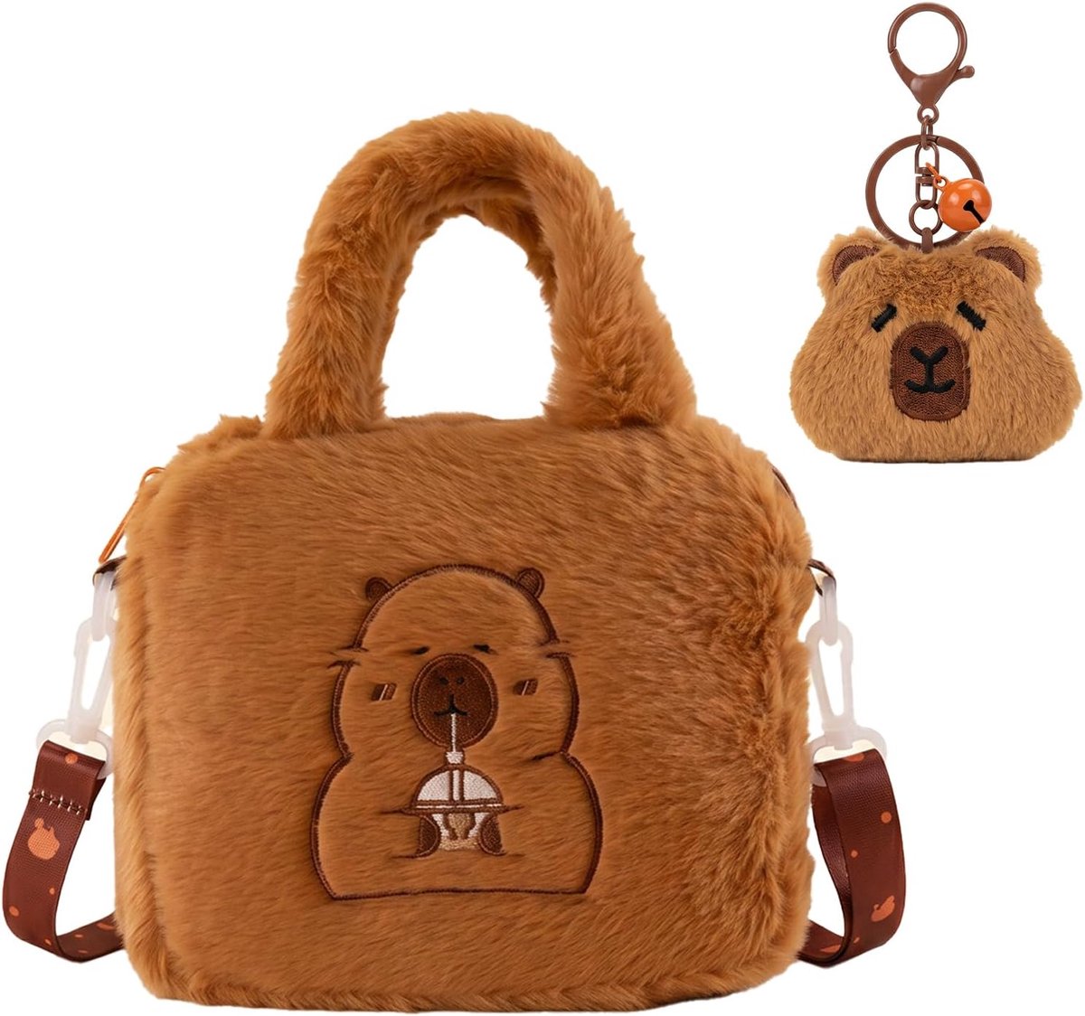 Capybara tas met sleutelhanger - stijlvol design - ideaal voor school en winkelen - unieke capibara accessoires - ShopVlot