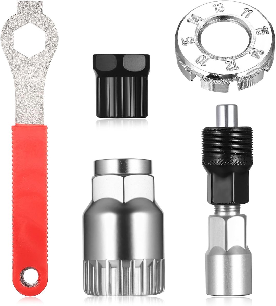 SnelShoppen - Crank Trekker Fiets Ondersteuning Gereedschap, 5-delige Set, 16mm Ondersteuningssleutel, Hoogwaardige Roestvrijstalen Fiets Gereedschap