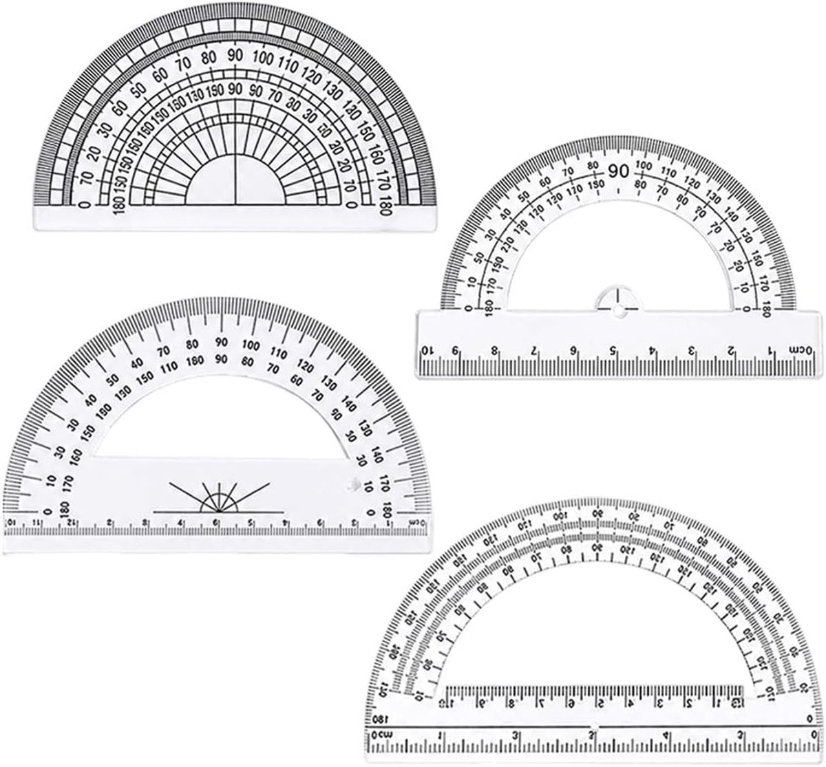 Gradenboog 4-delig - kunststof - 180° - transparant voor geometrie en wiskunde - ShopVlot