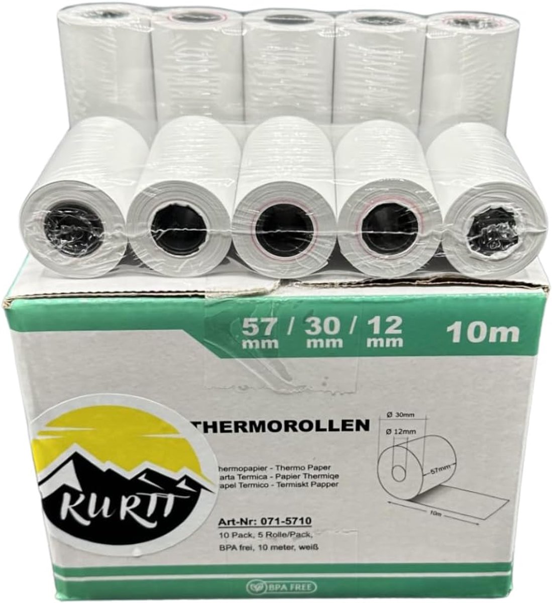 Kassaregisterrollen 57 mm x 30 mm - BPA-vrij thermisch papier - ideaal voor bonnen - ShopVlot