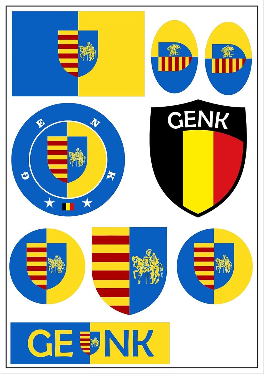 Stickerkaart Genk België 9 Stuks - Vinyl, Waterdicht - Diverse Vlaggen - Perfect voor Auto en Motor - ShopVlot