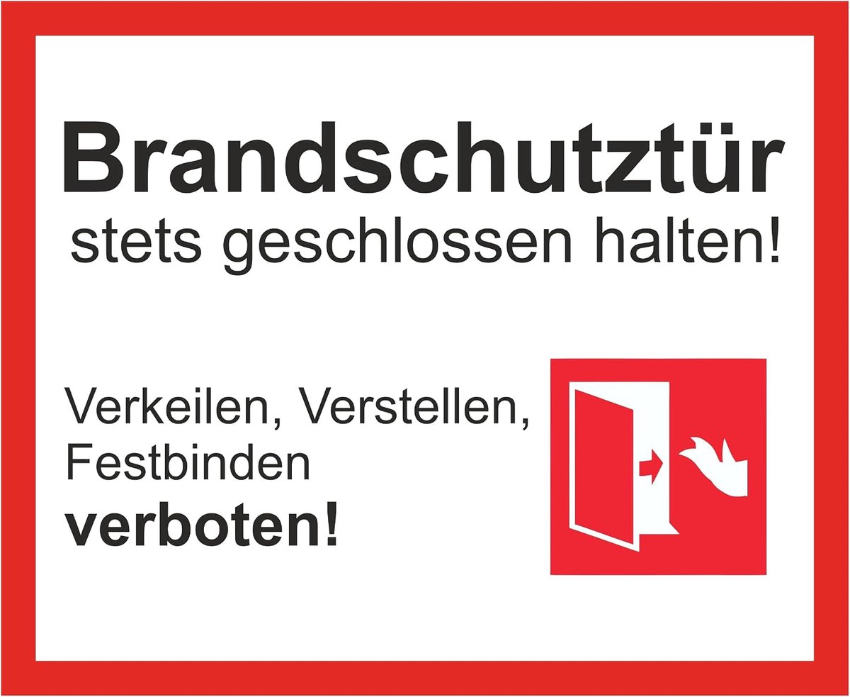 Veiligheidsstickers brandwerende deur 19x15cm - zelfklevend - glossy UV print - waarschuwing tegen risico's - ShopVlot