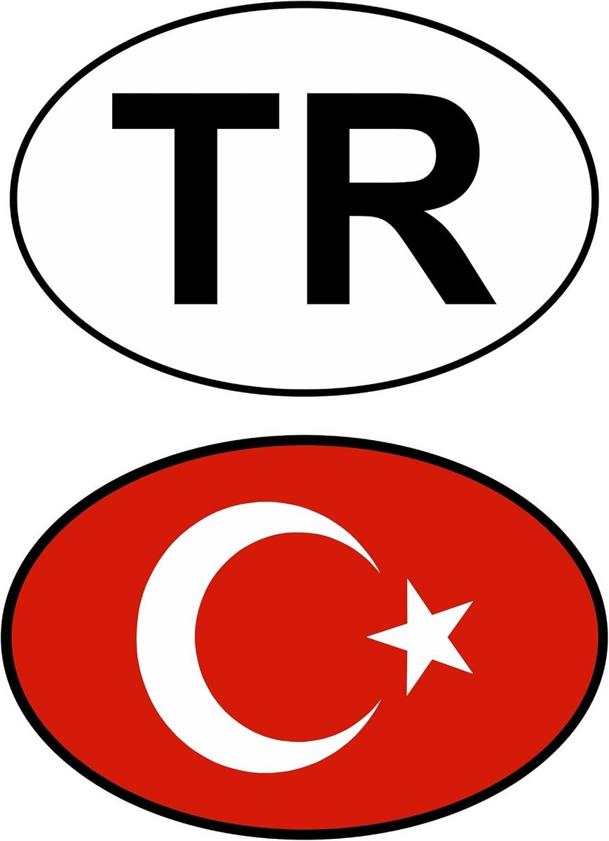 Auto sticker Turkije 2 stuks - contourgesneden - voor kentekenplaat - markeer je voertuig - ShopVlot