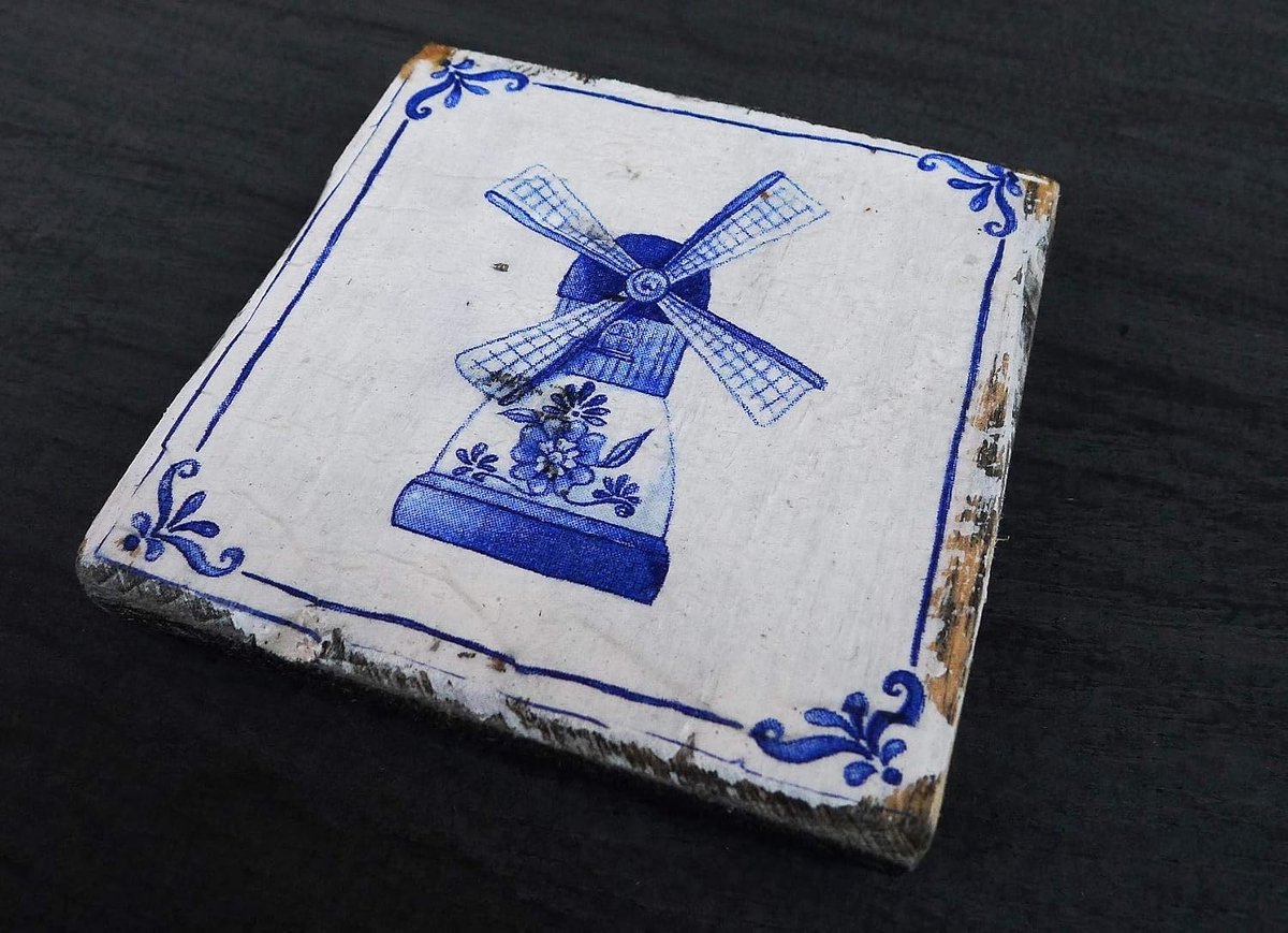 Coasters 9x9 cm - Delfts blauw - Set van 4 - Decoratieve onderzetters voor huis en tuin - ShopVlot