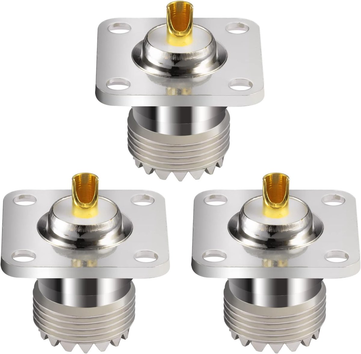 SO-239 UHF Female Connector - 3 Stuks - Chassis Mount - Ideaal voor Versterkers - ShopVlot