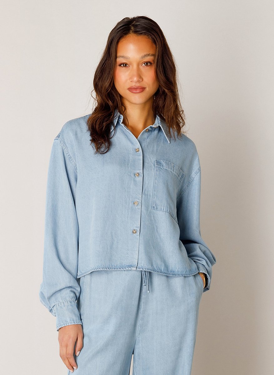 BASE LEVEL Bea denim Blouses - Light Blue - maat 42