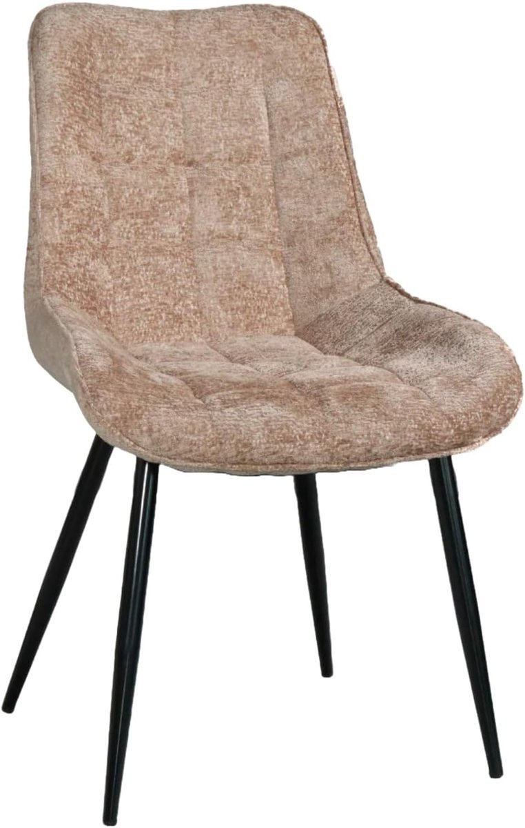 Eetstoel set van 4 - taupe chenille - eenvoudig te monteren - stijlvol design - ShopVlot