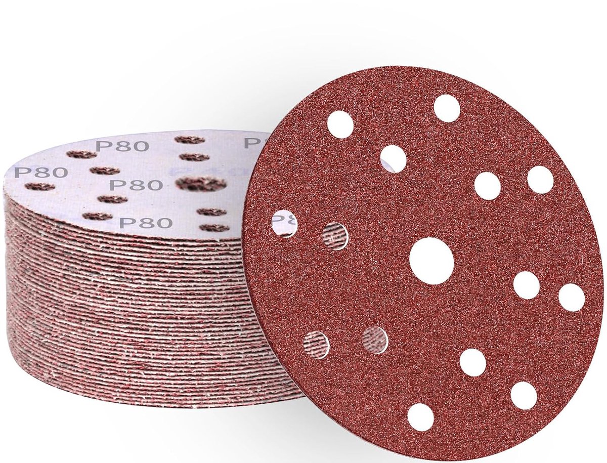 Schuurdiscs 150mm 50st Velcro Rond Schuurpapier - 80 korrel - voor Drywall Schuurmachine - ShopVlot