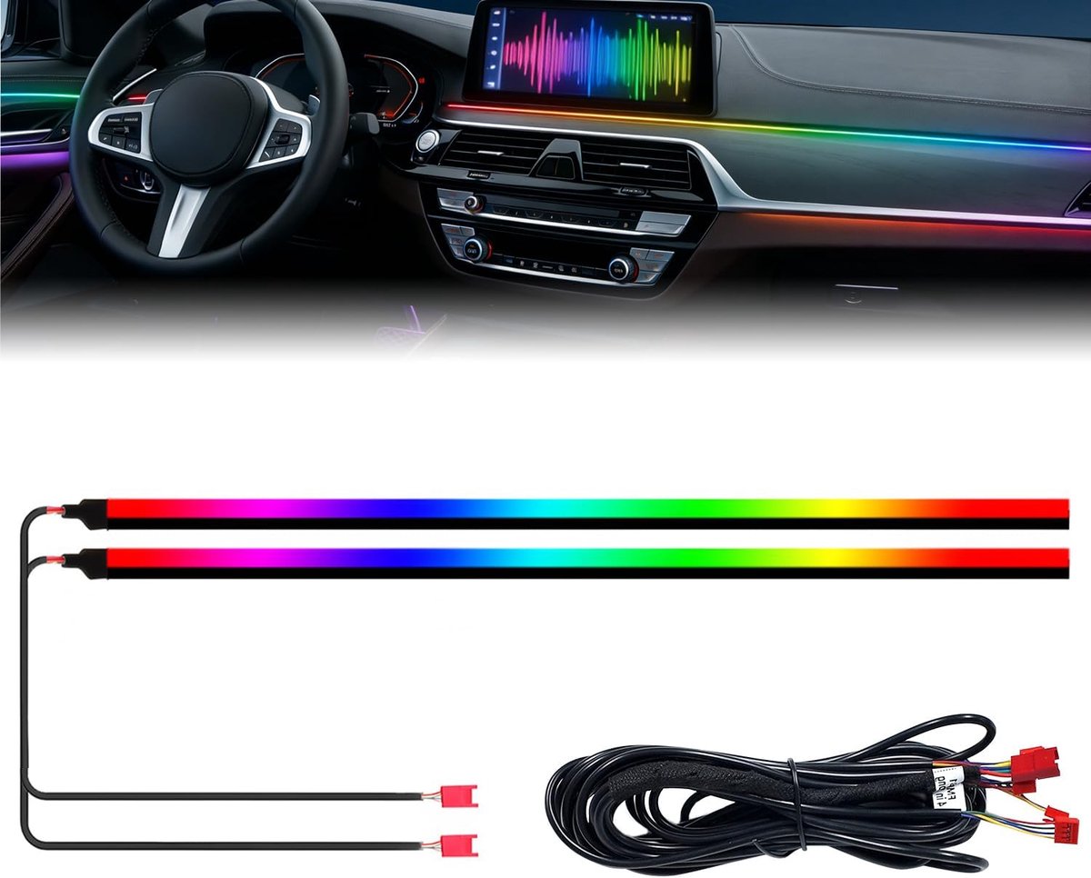LED lichtstrips voor auto-interieur 75 cm - acryl - 128 kleuren - dynamische atmosfeer - ShopVlot