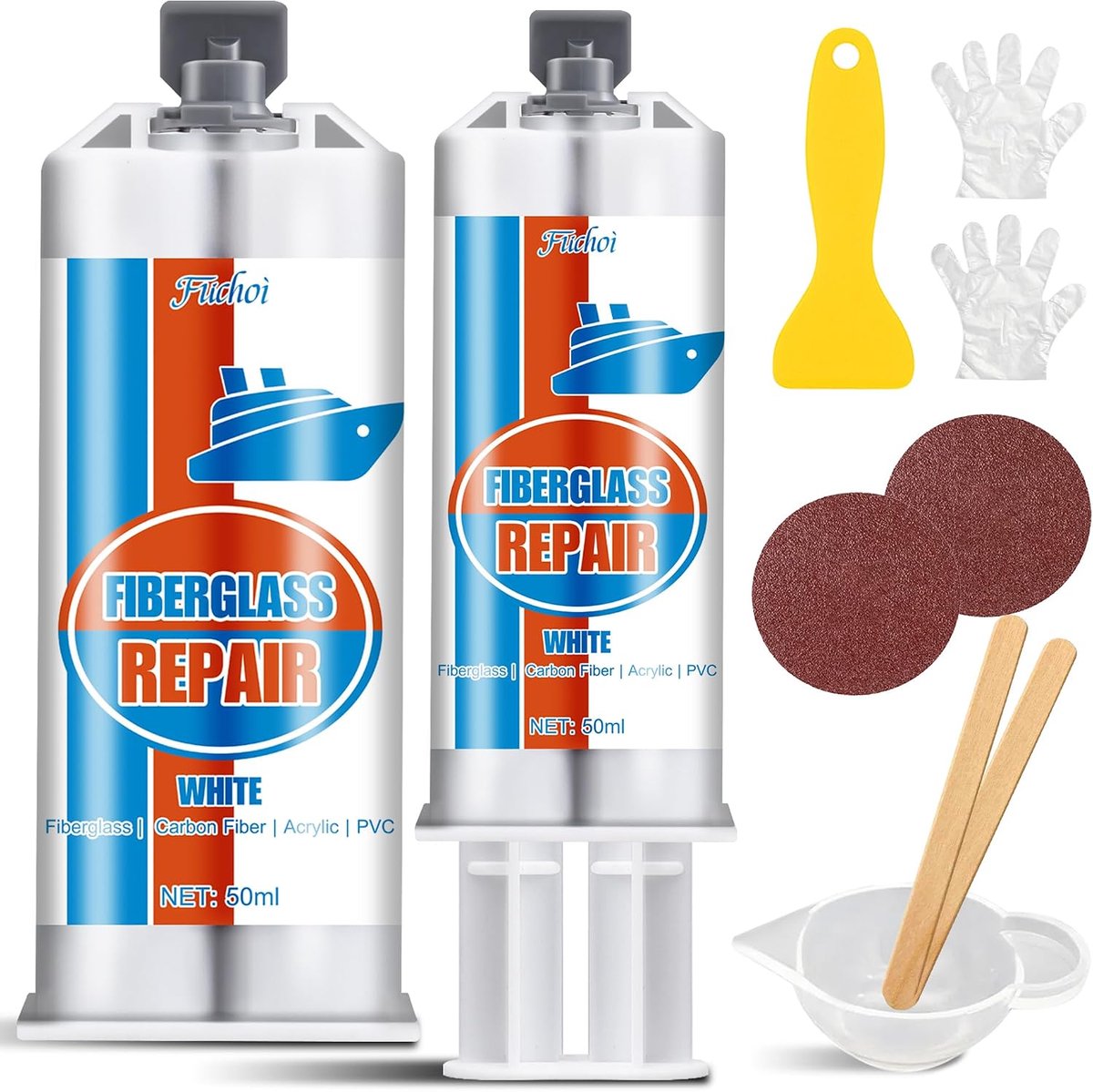 Glasvezelreparatieset 100 ml - wit - 2K glasvezelspatel - voor waterdichte reparaties - ShopVlot
