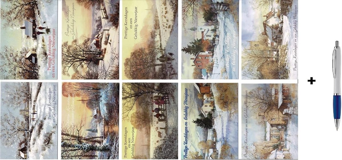 Kerstkaarten 100 stuks - 9,5x14 cm - Traditioneel ontwerp - Inclusief enveloppen - ShopVlot
