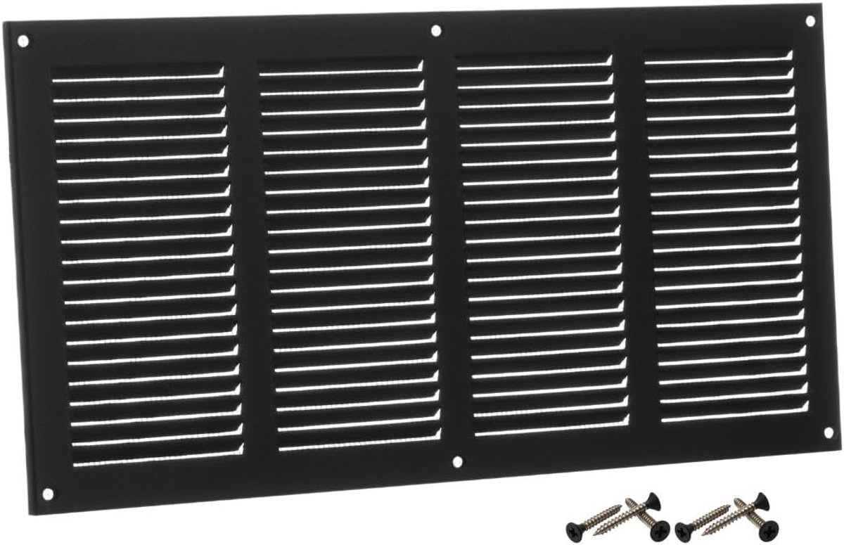 Ventilatierooster 400 x 200 mm - staal - met insectenbescherming - voor binnen en buiten gebruik - ShopVlot