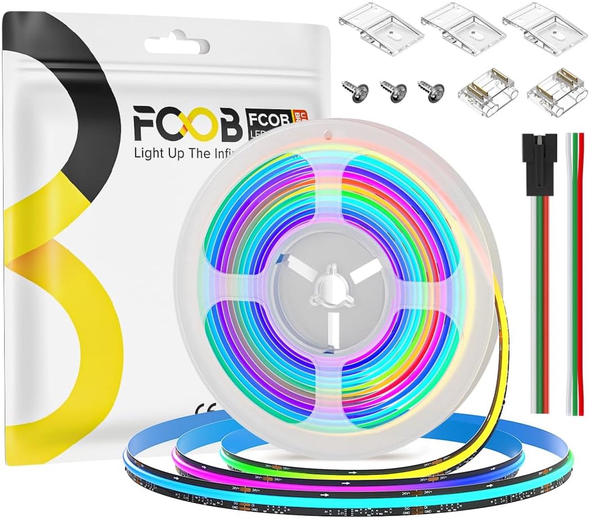 RGB LED Strip 5m - 630 LEDs/m - Flexibele 10mm Zwarte PCB - Adresserbaar voor DIY Projecten - ShopVlot