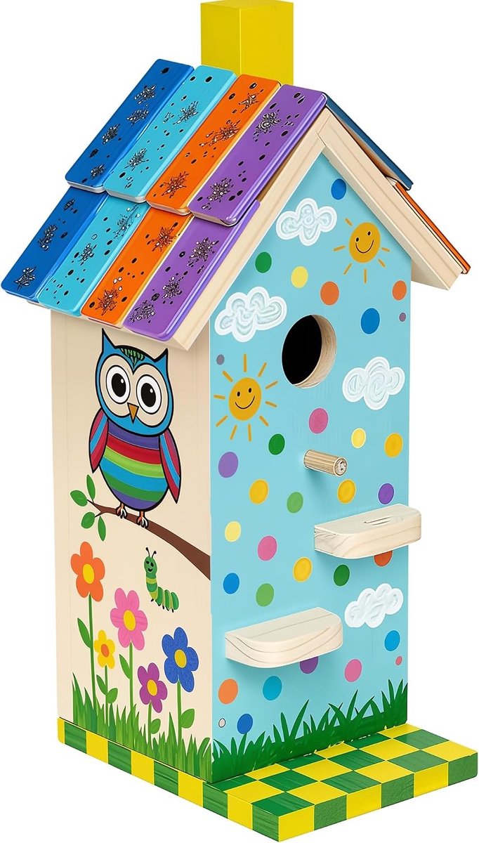 Nestkast DIY voor kinderen - Compleet bouwpakket met hamer en verf - Creatief en leerzaam - ShopVlot