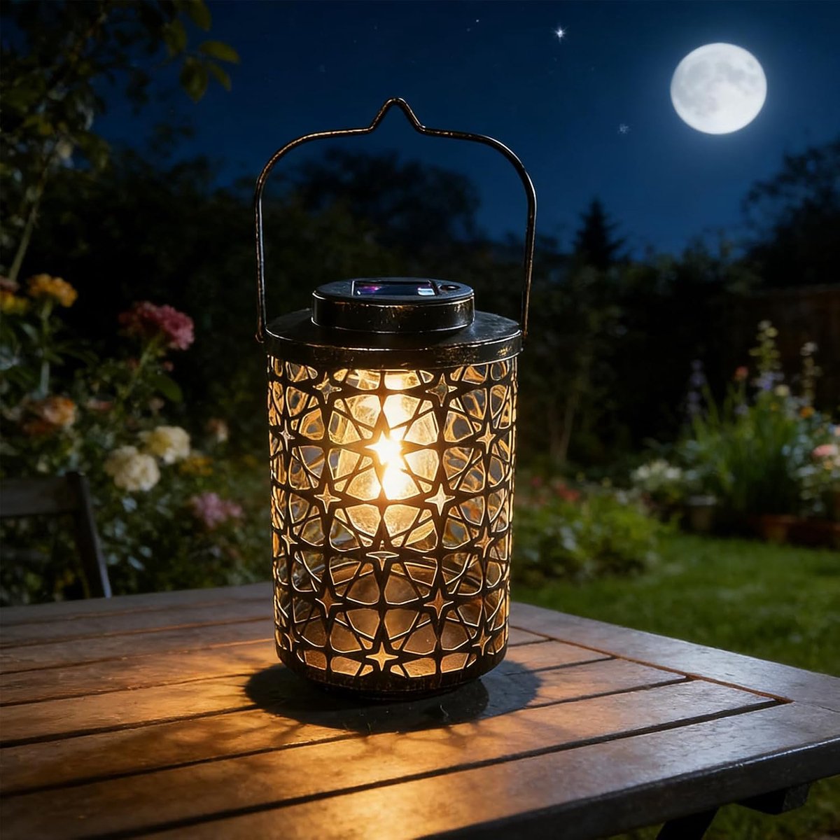 Zonne-lantaarn buiten - weerbestendig - koperlook - sfeervolle tuinverlichting - ShopVlot