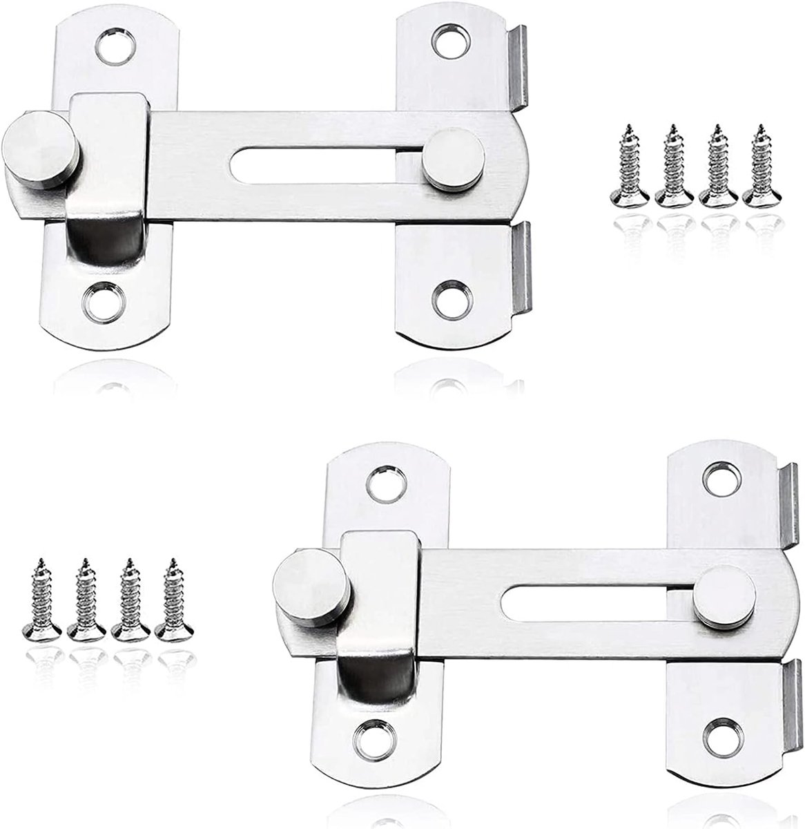 Deursluiter set 70x50mm - roestvrij staal - 2 stuks met schroeven - duurzame beveiliging voor deuren - ShopVlot