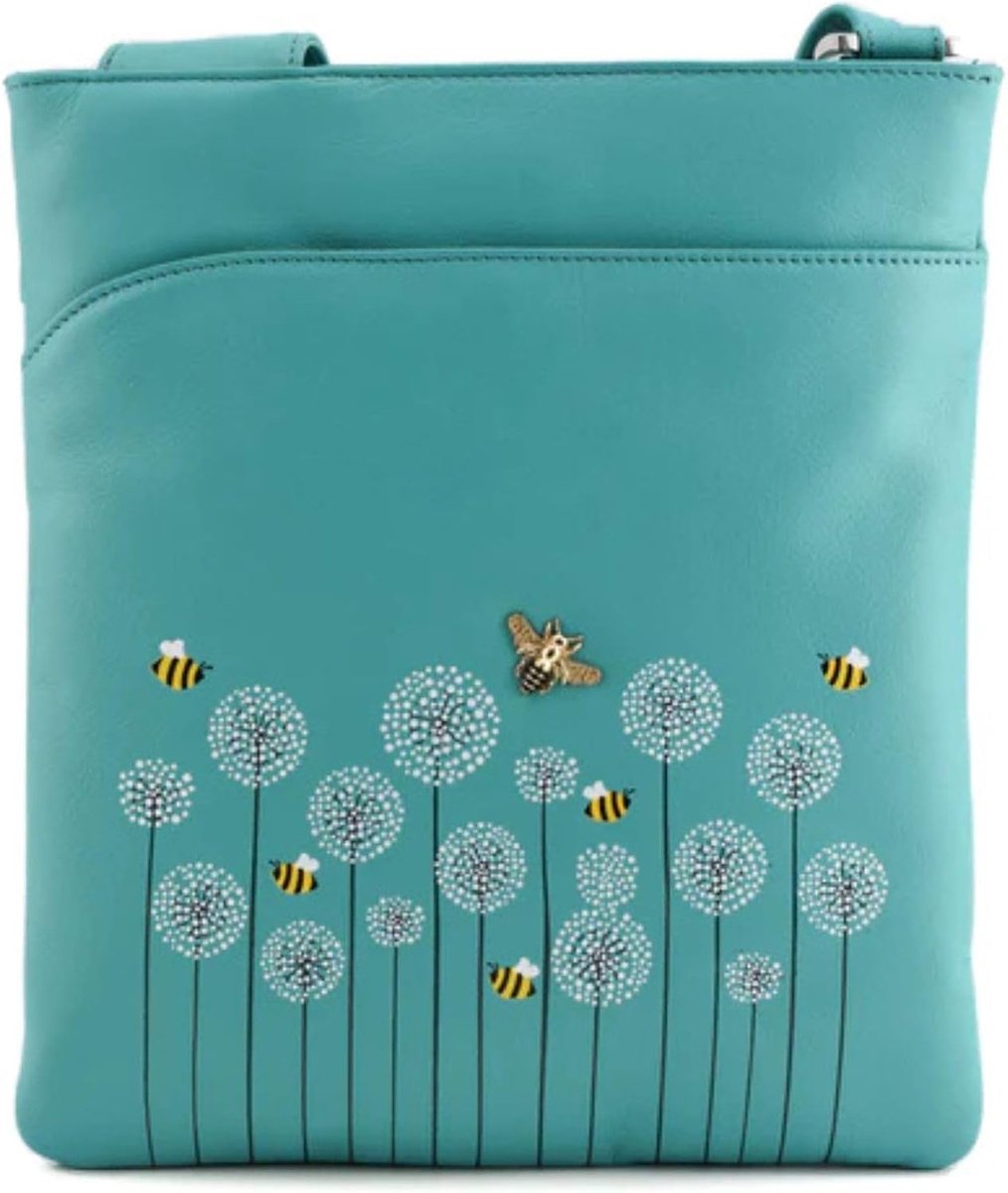 Crossbody tas dames 25 x 22 cm - leer - bloemen ontwerp - lichtgewicht en stijlvol - ShopVlot