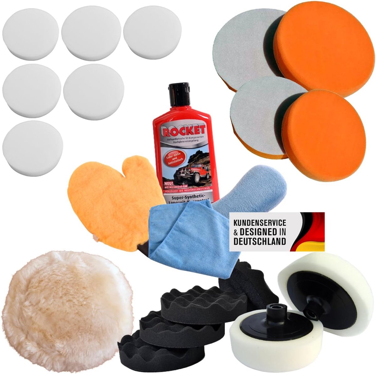 XXXL polijstmachine - accessoireset 21x polijstspons - polijstdoek en klittenband - ideaal voor een perfecte afwerking - ShopVlot