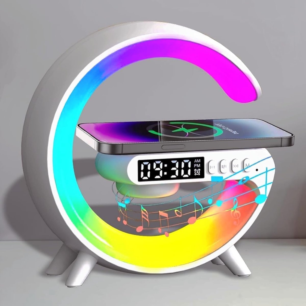 Draadloze oplader lamp - Bluetooth-luidspreker - 7 lichtkleuren - ideaal voor slaapkamer - ShopVlot