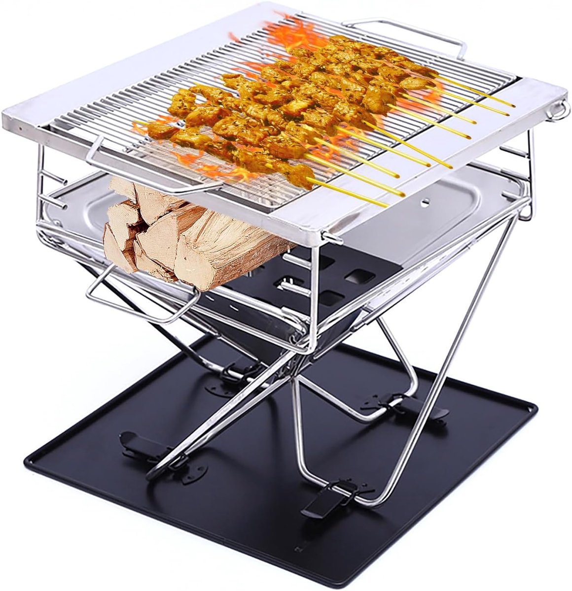 Portable Fire Pit - Vouwbaar - RVS Barbecue Grill - Ideaal voor Camping en Tuin - ShopVlot